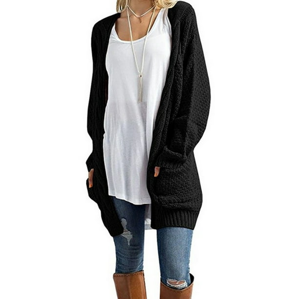 Womens Waterfall Chunky Cardigans Jumper Long Sleeve Knit Coat Jacket Plus Sized